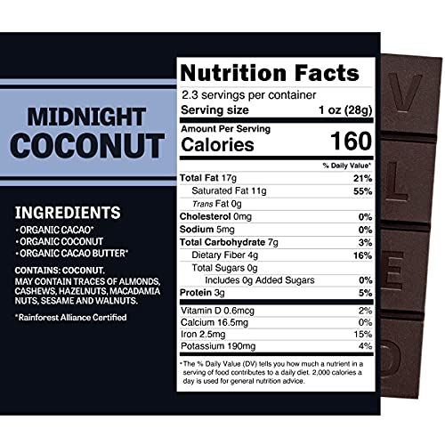 Evolved, Bar Chocolate Midnight Coconut Organic, 2.3 Ounce #TOP4