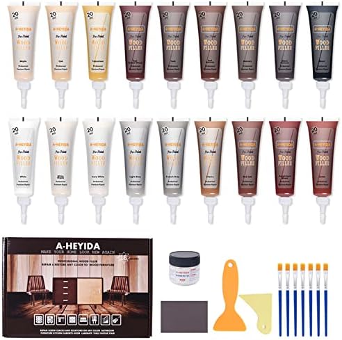 Wood Furniture Repair Kit - 18 Colors Wood Filler Hardwood Laminate Vinyl Floor Repair Kit Wood Putty Cabinet Touch Up Kit - Cover Scratches, Stains, Holes for Table, Door, Veneer, Cherry, Walnut