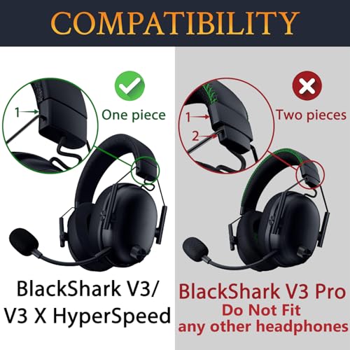 Almohadillas refrigerantes SOULWIT para auriculares gaming Razer BlackShark V3 y BlackShark V3 X HyperSpeed inalámbricos, con tela de seda helada y espuma viscoelástica de alta densidad - Negro miniatura 2