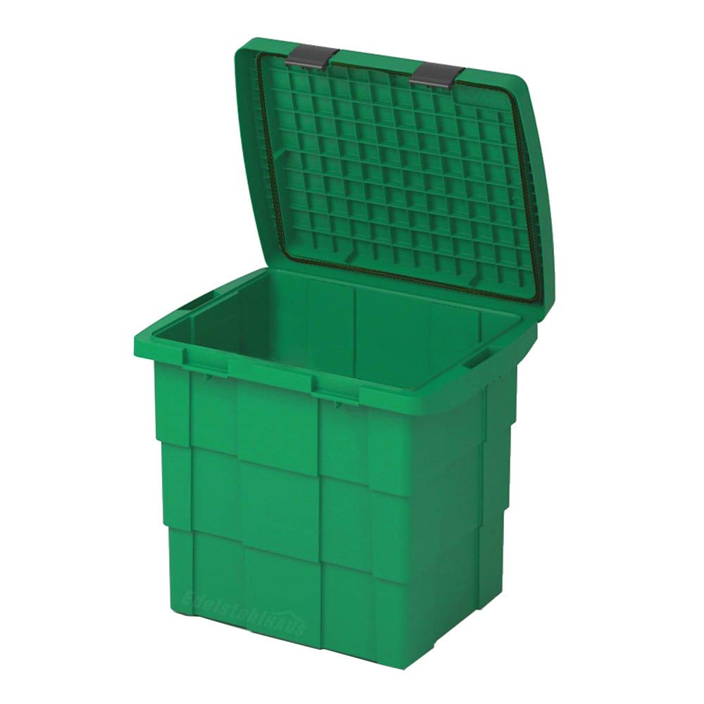 DAKEN Streugutbehälter 108 ltr. Gruen, Streugutbox, Streusalzbox, Sandbox, Lagerbehälter, Pick-up Box, Anhängerbox, Deichselbox, Streukiste, Salzlager, Winterdienst