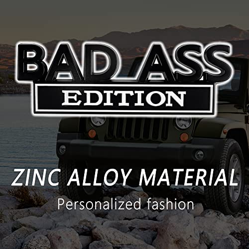 Bad Ass 3D Emblems Sticker,3.9" Length Cool And Unique Trunk Or Car Decoration Tailgate Badge Decal With 3M Self Adhesive For Fender Badge,Front Grille Hood,Side Fender Rear (Black/White) #TOP3