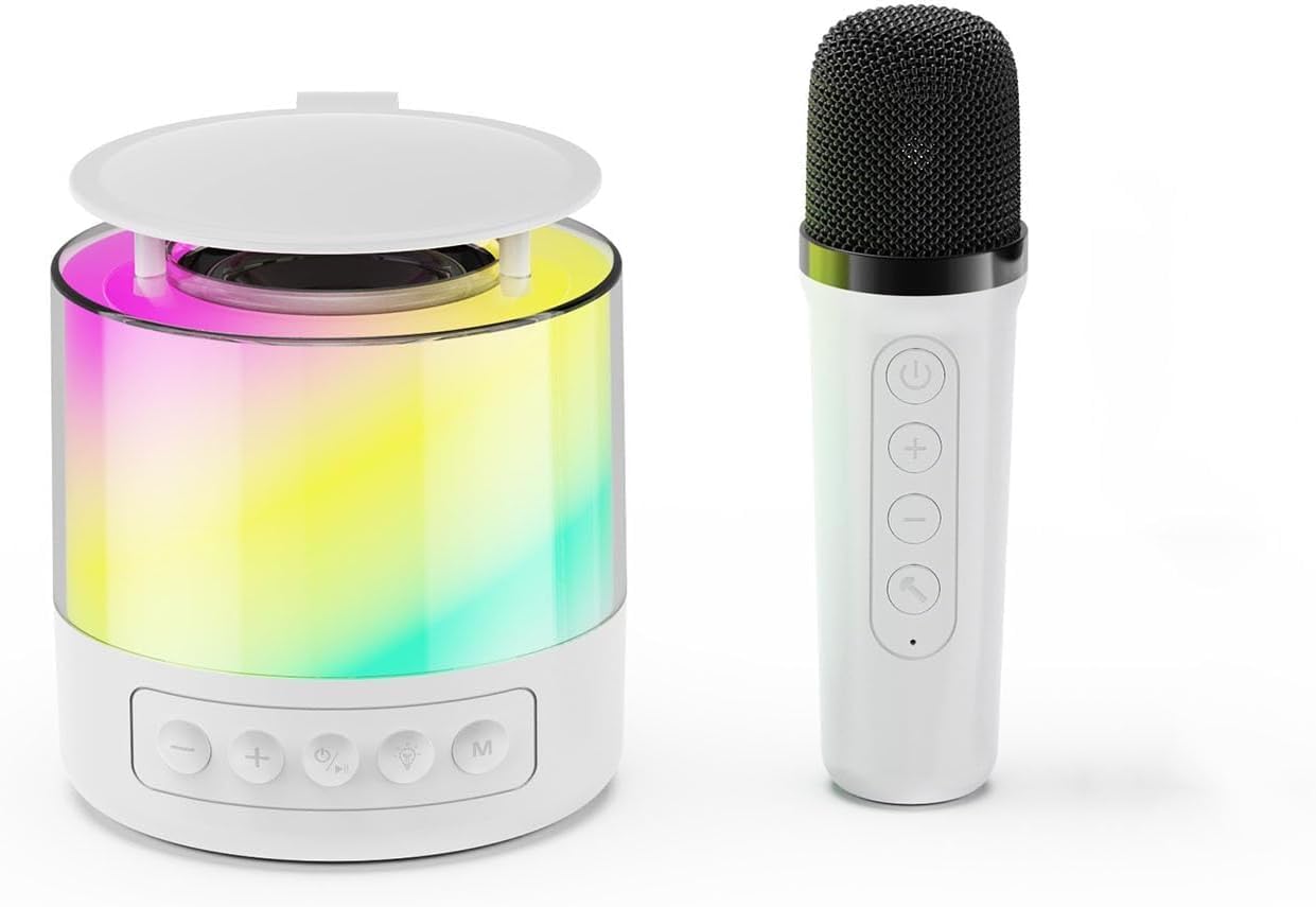 Karaoke Bluetooth Speaker with Wireless Microphone, RGB LED,Multi Colour | 4 Colour Options, Compact 95x110mm Size, Voice Removal Mode, Kids & Adults, Portable Design-image-29