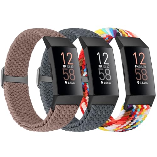 Acortjl Braided Band Compatible with Fitbit Charge 4/Charge 3 Bands for Women Men Adjustable Elastic Sport Soft Nylon Replacement Wristband for Fitbit Charge 4/Charge 3/SE 3PCS