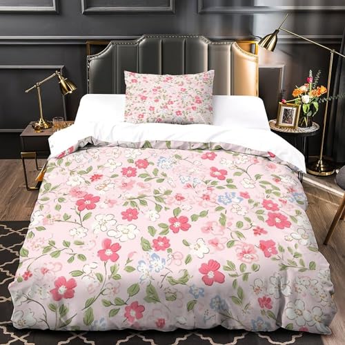 Juego de cama con cremallera y estampado digital 3D floral de microfibra transpirable 4
