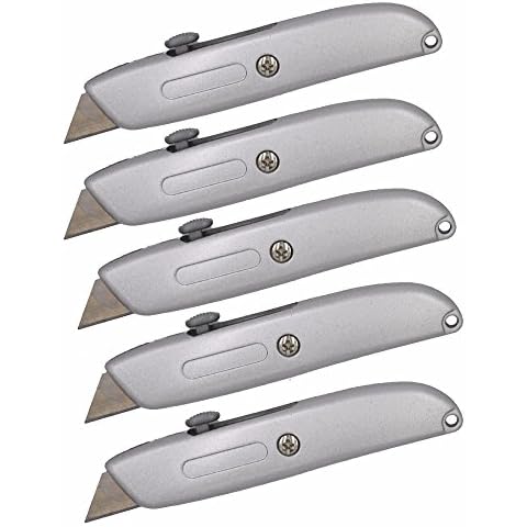 Wideskall® Heavy Duty Box Cutter Retractable Blade Metal Utility Knife (Pack of 5) Cover