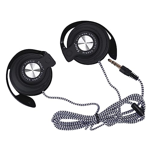 Over-Ear Heavy Bass Headset Wired Headphones with Adjustable Ear Hook Earphones Music Earphone for Phone (Black)