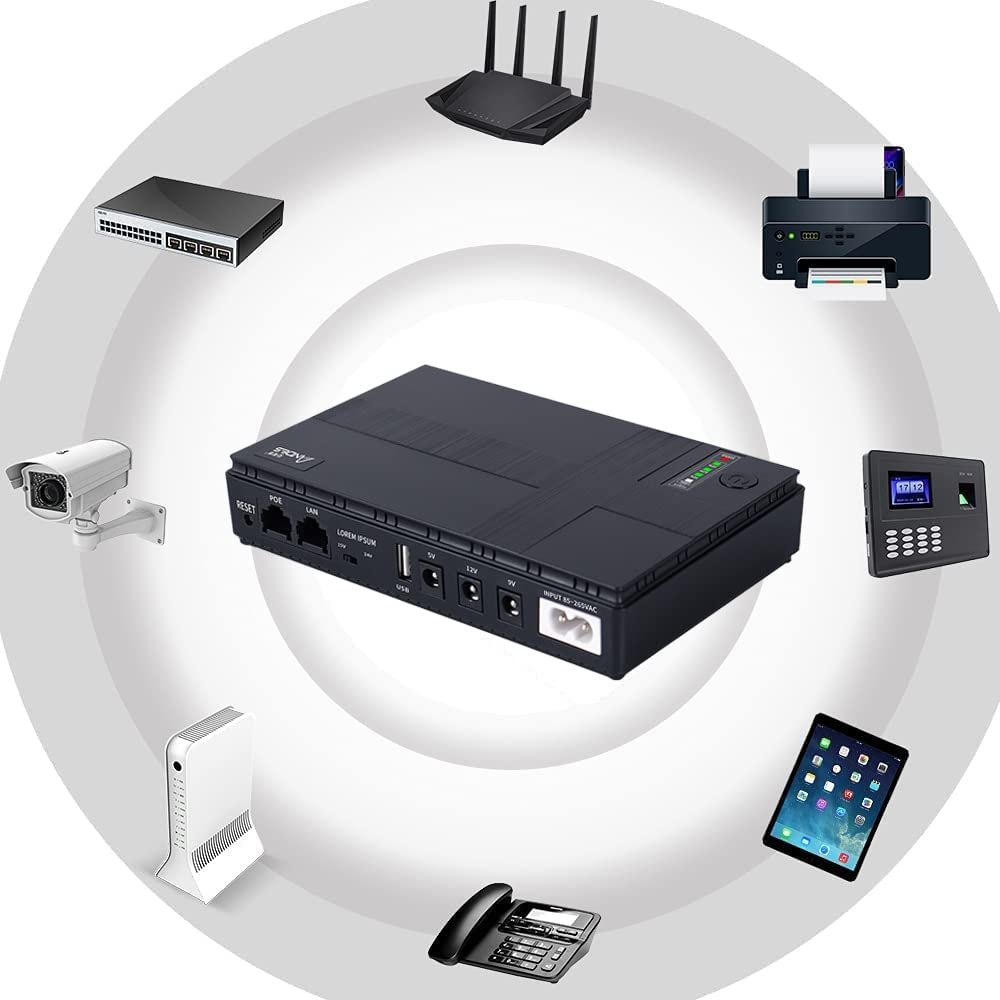 10400 mAh ミニポータブル UPS 5V、12V 無停電電源装置 多目的 バッテリーバックアップ LED Wifi IP C（10400mAh  ミニポータブル UPS 5V-12V WiFi ルーター用無停電電源装置大容量バックアップ電源アダプタ UPS (（無停電電源装置  ,ルーター用バックアップバッテリー,光学 ...