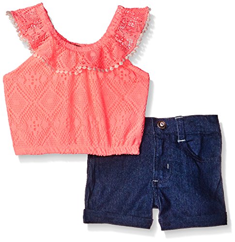 Limited Too Girls' 2 Piece Fashion Tank and Short Set, 1050-Neon Light Coral, 6