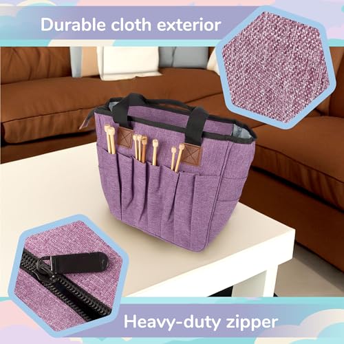 Image of JubileeYarn Square Fabric Yarn Storage Tote Bag - Flora - 1 Bag