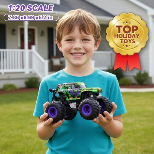Gohero Monster Trucks for Boys Age 4-7, 2.4Ghz RC Zombie Monster Truck Toys with Stunt, 360°Spin & Drift, 1:20 Scale Remote Control Car with Light & Sounds, Gift for 3 5 6 8 Year Old Boys&Girls. - Thumbnail 2