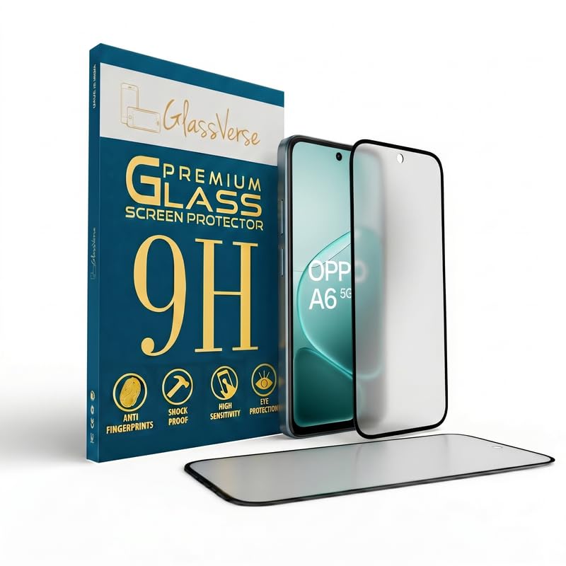 Image of GlassVerse Matte Tempered Glass for Oppo A6 5G | Anti Glare, Smooth Touch Screen Protector, 9H Hardness, Edge to Edge, Case Friendly, Hassle-less Installation Kit Included. (Pack of 1)