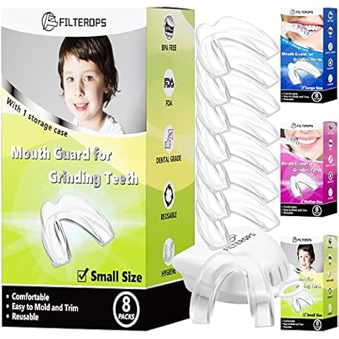 Kinder Mundschutz für Zähneknirschen bei Nacht, 8 Stück Formbare Nachtschützer für Zähneknirschen, Bruxismus, Sport Athletic, Whitening Tray Cover