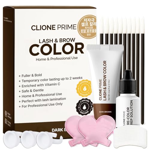 Korean Lash & Brow Color Kit – Temporary Eyelash & Eyebrow Color, Dark Brown, Naturally Fades...