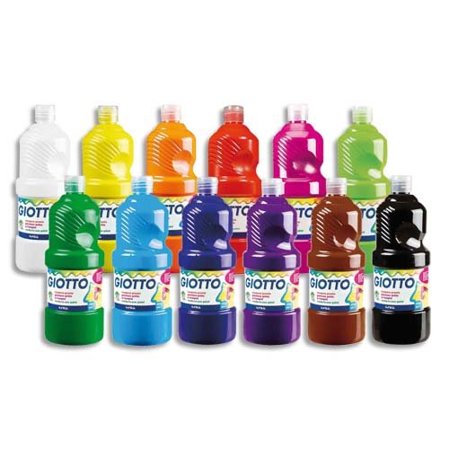 GIOTTO Extra kwaliteit, schilderklare tempera-verf van de hoogste kwaliteit, 8 kleuren x 1000 ml set 2