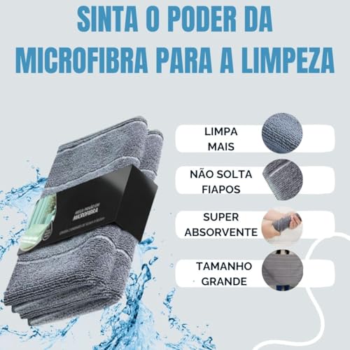 Pano de Chão Microfibra Grande. Kit com 5 Panos de Chao Microfibra 50x80 Toalha de Piso Reutilizavel