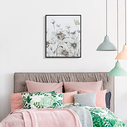 Pigort Grey And Gold Canvas Wall Art Decor, Flower Painting For Bedroom, Modern Artwork For Living Room Bathroom Wall Decoration, 20 X 24 X 1.1 Inch #TOP5