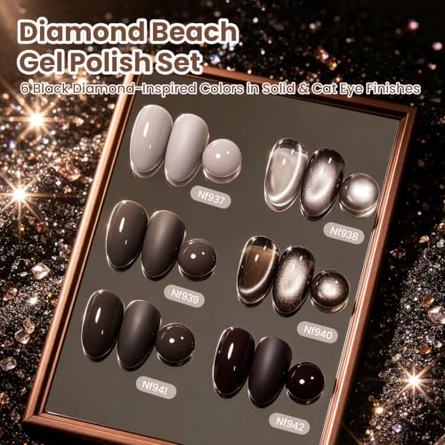 Image of Beetles Brown Taupe Gel Polish Set, Smoky Dark Brown Cat Eye Gel Polish