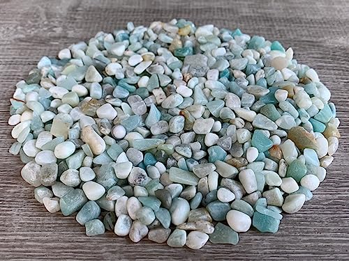 Image of 2 oz Lot Natural Semi Tumbled Amazonite Gemstone Chips, Genuine Crushed Mini Crystals, Undrilled Crystal Chips (Amazonite)