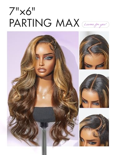 Image of LUVME HAIR 7x6 HD Lace All-Day Comfort Wig 200% Density Hair PartingMax Lace Wigs Highlight Color Loose Body Wave Lace Front