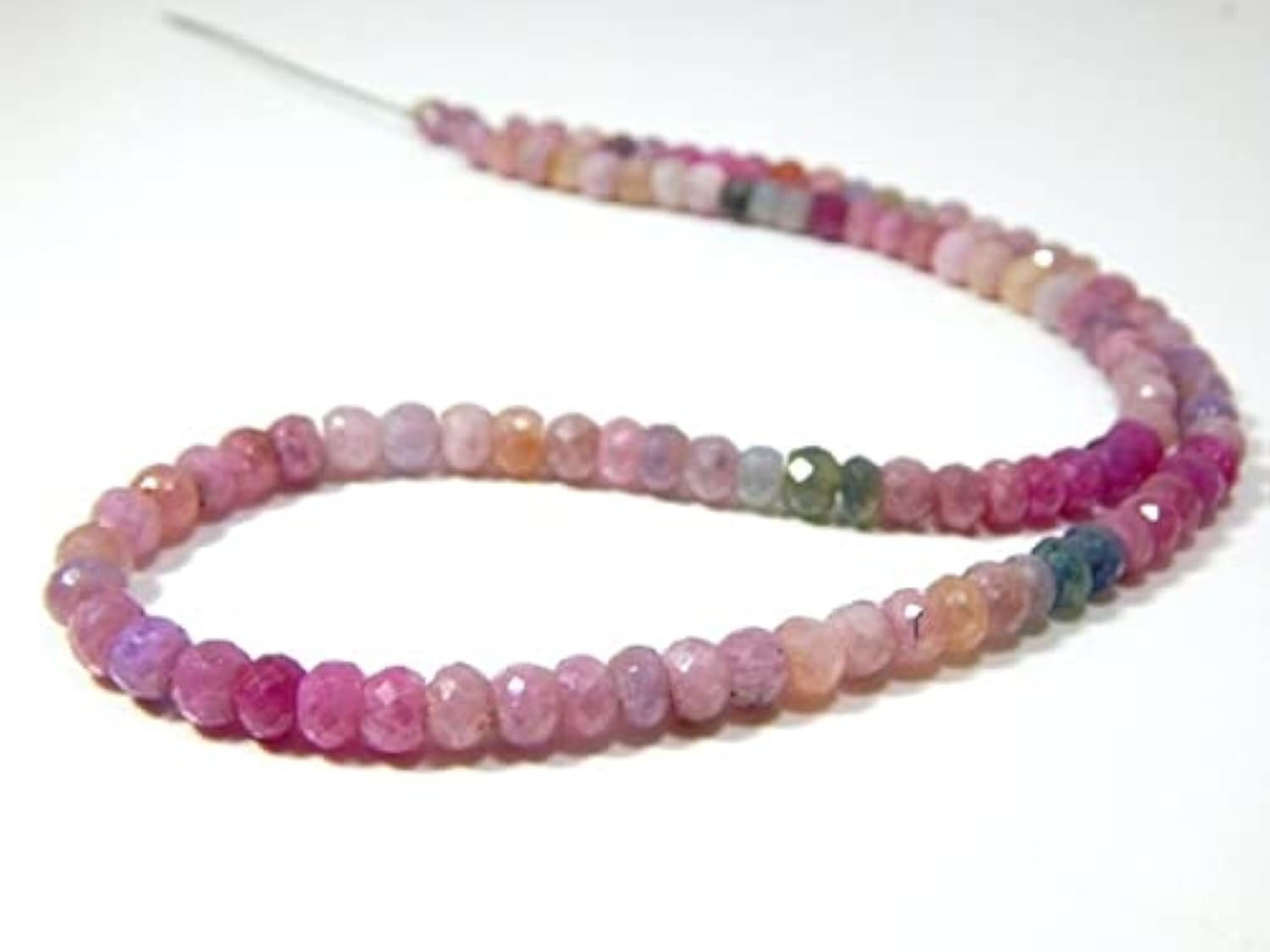 Fil saphir multicolore LKBEADS perles rondelles facettées 5mm en véritable pierre fine