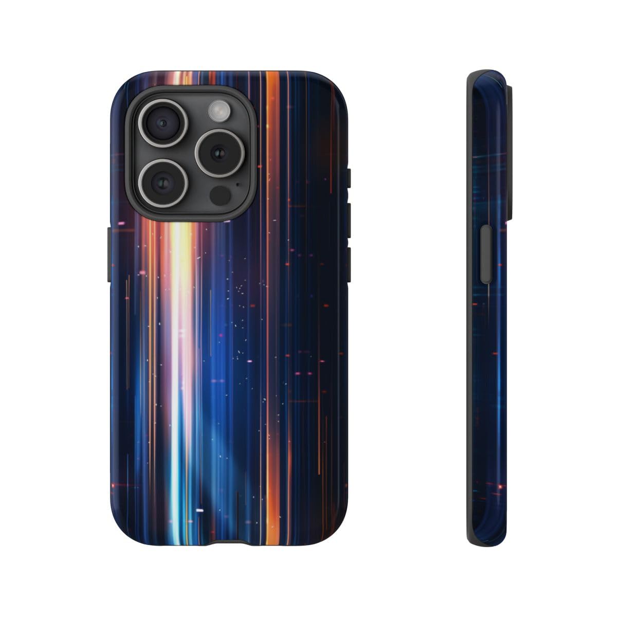 Coque rigide brillante iPhone 15 Pro design abstrait bleu chic - 4