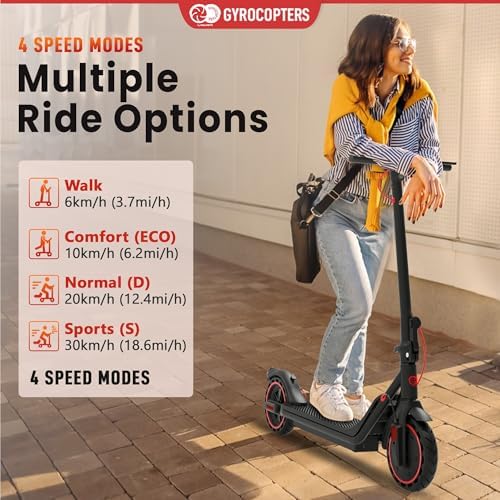 Gyrocopters Flash 6.0 Electric Scooter for Adults & Teens | SMART Anti-Theft Lock APP, Light, Cruise Control, Speed 30km/h Upto 30km 350W, 8.5” Foldable E Scooter, UL2272 Safety Approved (Obsidian) — view 6