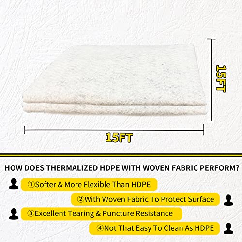 15X15Ft Thermalized Hdpe Pond Liner With Two Sides Woven Fabric, Pond Liners For Outdoor Ponds, 15Mil Thickness Hdpe With 120G Woven Fabric Both Sides Liner For Koi/Fish, Duck And Waterscape Ponds. #TOP2