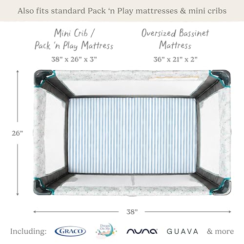 Image of Pack and Play Sheets Fitted, Mini Crib Sheets for Graco Pack N Play Playard (38x26), Ultra Soft Cotton Blend, Safe & Snug Playpen Mattress Sheet for Baby Boys Girls, Airplane in The Clouds, 2-Pack