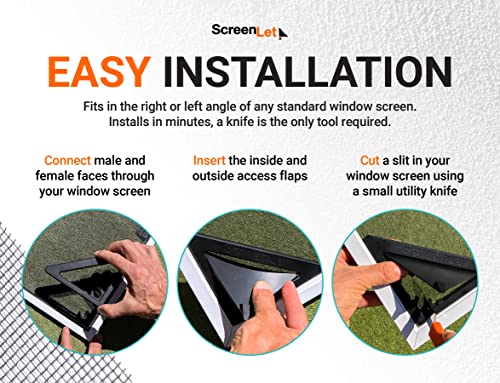 Screenlet Window Screen Pass Through Attachment - Bring Inside Power Outside, Easily - Fits On Any Standard Window Screen - Ideal For Holiday Lights, Landscaping Equipment, Rvs And Boat Houses - Black #TOP3