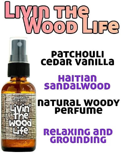 Frankie & Myrrh Livin' The Wood Life Aromatherapy Spray - Patchouli, Vanilla, Sandalwood, Cedar. Relaxation And Meditation Essential Oil Mist. 100% Pure Oils. #TOP1