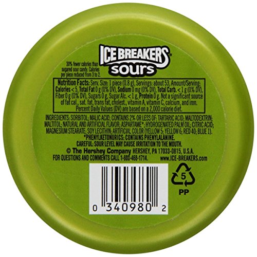 Image of Ice Breakers Sours Sugar Free Candy with Flavour Crystals - Watermelon & Green Apple, 42g (Pack of 2)