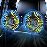 XOOL Car Fan for Backseat, Dual Head USB Rear Headrest Cooling Fan with 3 Quiet Speeds, 360° Rotatable Air Circulation Fan for Kids, SUV, Truck, RV Vehicles
