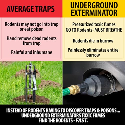 Underground Exterminator Pest Control Reusable Exhaust Pipe Attachment- Exterminates Gophers, Moles, Skunks, Voles and All Outdoor Underground Pests Humanely with Exhaust from Cars