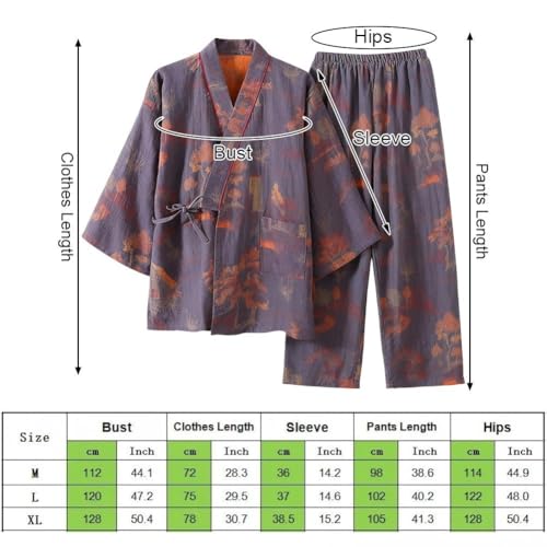 Ensemble pyjama kimono japonais ample en coton unisexe