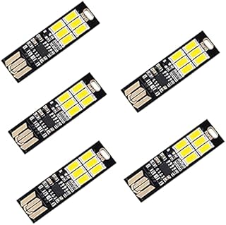 Yizhet 5x Portable USB Nightlight Mini Pocket Card Lamp 6 LED Nightlight Keychain USB Power Light 1W 5V Touch Dimmer (Cold White)