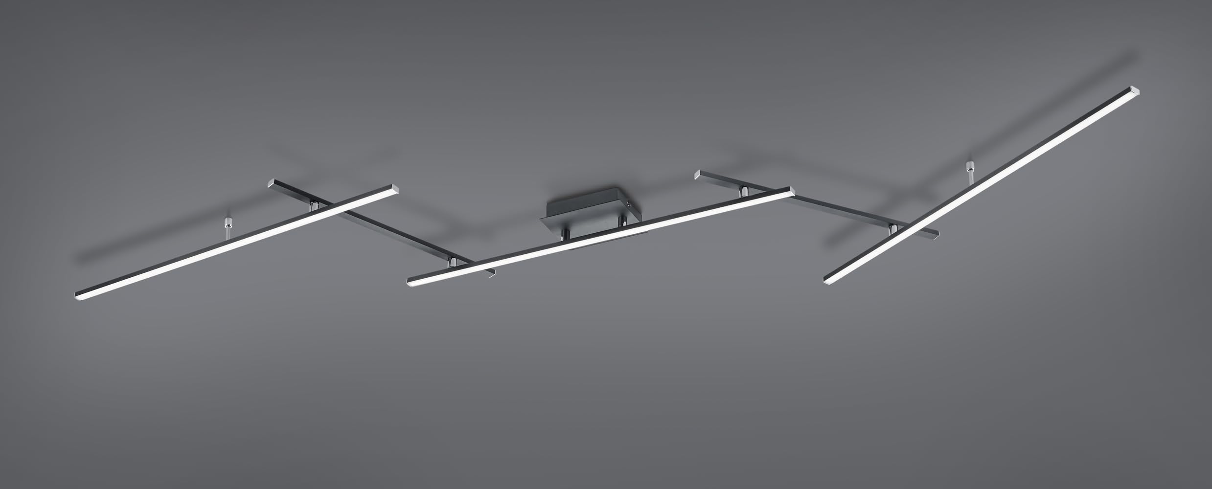 Trio, Plafón, Ganado Incl. 1 X LED,SMD,37,0 Watt,2700-6500K,4300 Lm. Incl. 1 X LED,SMD,8,0 Watt, Cuerpo: Metal, Estera Negra A:110,0cm, L:21,0cm, A:7,0cm Interruptores Separados