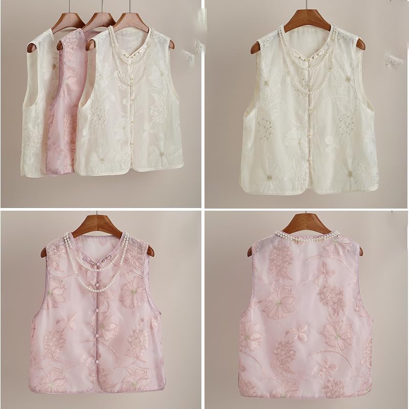 Chaleco de verano para mujer elegante con bordados de estilo oriental 2