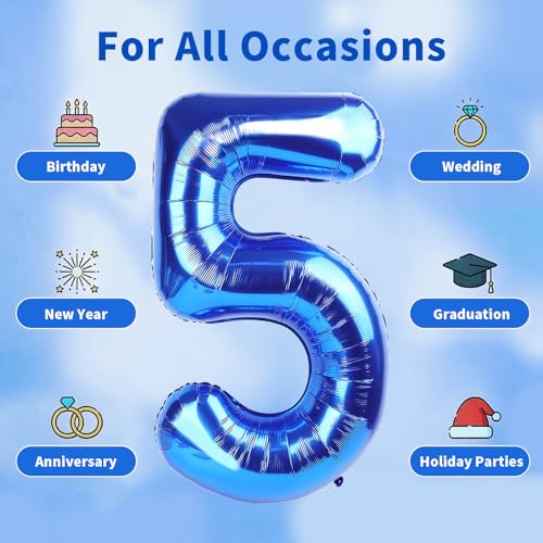 Image of Number Balloons Navy Blue Balloons - Giant Number 10 Balloon, 10 20 30 40 50 Numbers Balloon Birthday Decorations, Blue Party Supplies for Boy Men