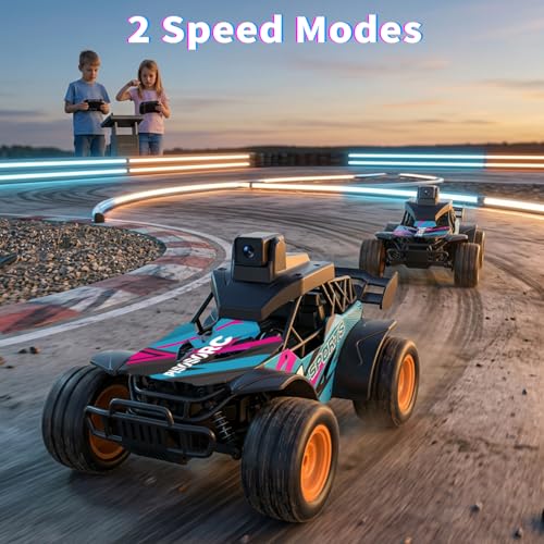 Miniatura 6 de Coche RC con Cámara, 2.4GHz con Pantalla LCD de 2.8" y Cámara Ajustable de 60°, Video en Vivo, Control Dual App/Radio, 2 Velocidades, Recargable para Todoterreno, Regalo para Niños y Adultos