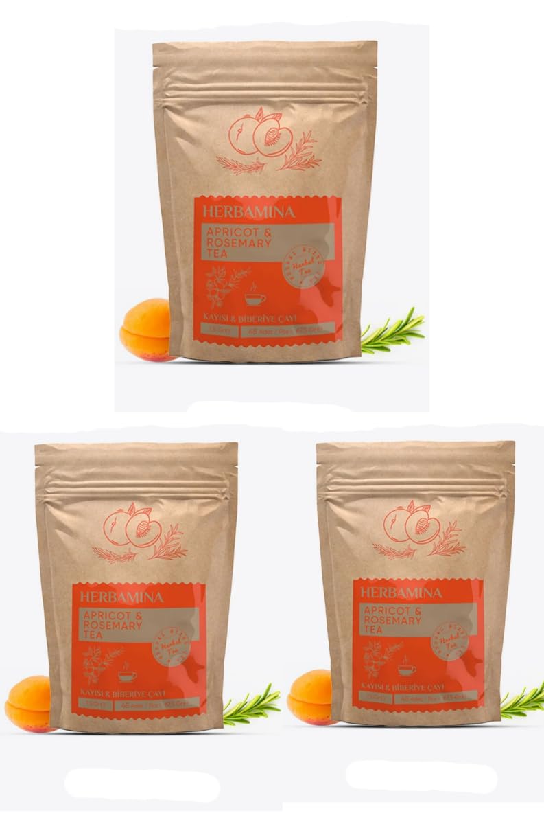 Herbamina Aprikose & Rosmarin Kräutertee – 45 x 1,5 g Teebeutel – Aromatischer Früchtetee mit natürlichen Kräutern – 67,5 g X3