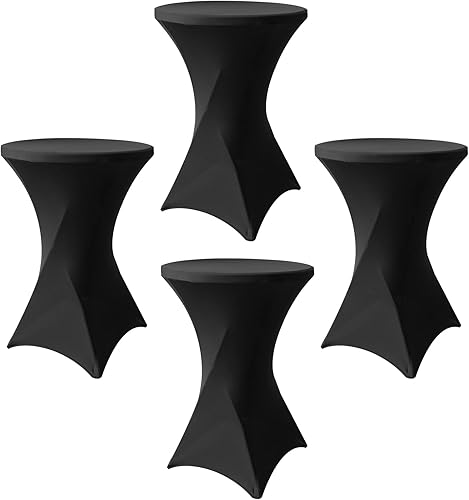 Miniatura 12 de SUNTQ Paquete de 2 manteles de elastano, manteles ajustados de cóctel, manteles redondos elásticos para fiestas, bodas, cumpleaños, banquetes, 2pc |