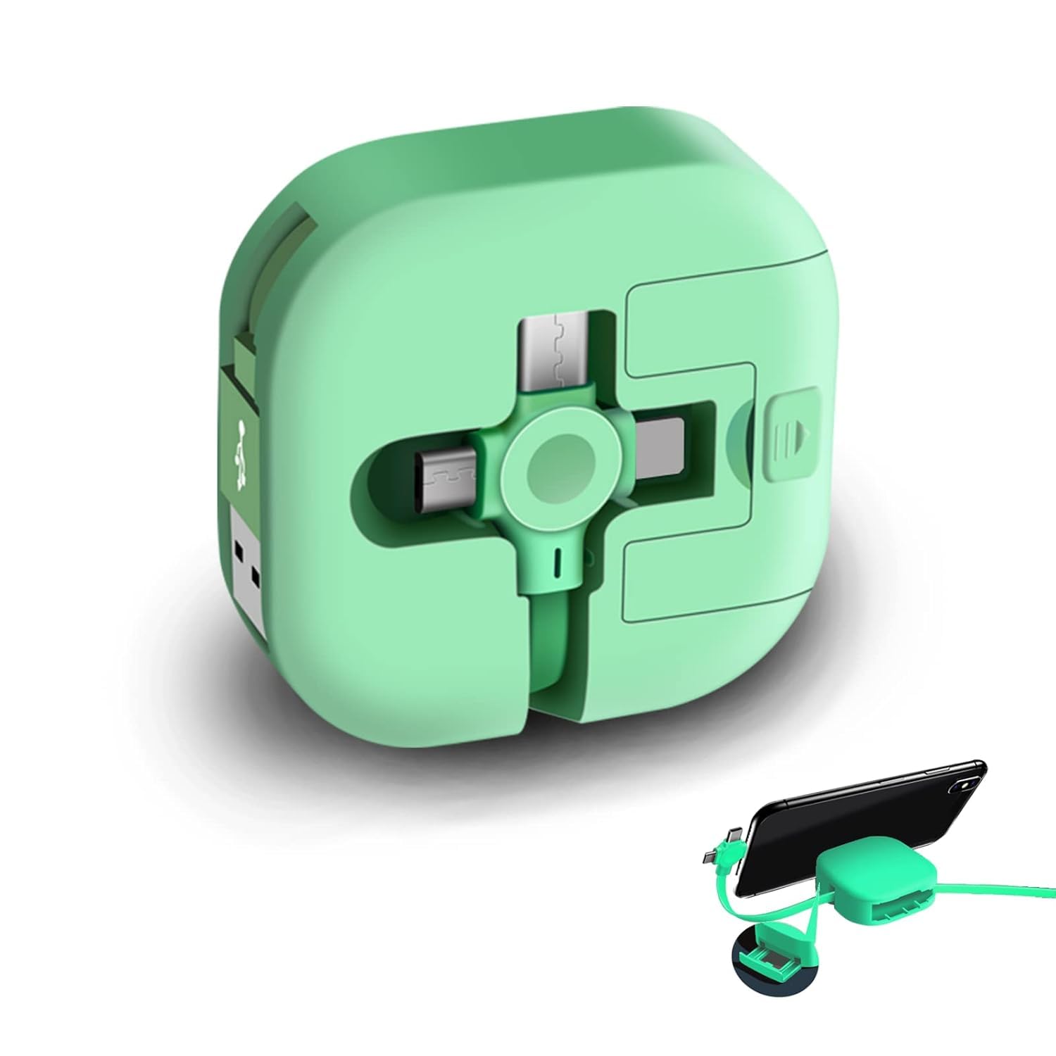 Multi USB Fast Retractable Charging Cable 3A, 3 in 1 Multiple Charger Cord 3.3ft, Compatible Cell Phones Tablets and More, with Micro USB/IP/USB-C Port (Green) (B0D6R3666D) Amazon Price History, Amazon Price Tracker