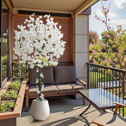 Artificial Cherry Blossom Tree, 6FT Height with 100 LED Lights, F...