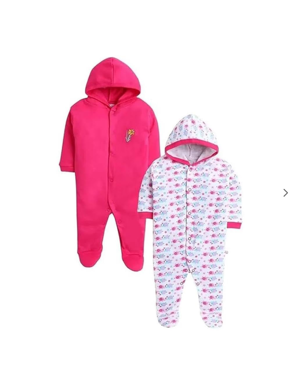 Appu Kids Front Open Full Sleeves Sleepsuit Hooded with Foot Easy Dressing and Diapering Romper Set of 2-picture-27
