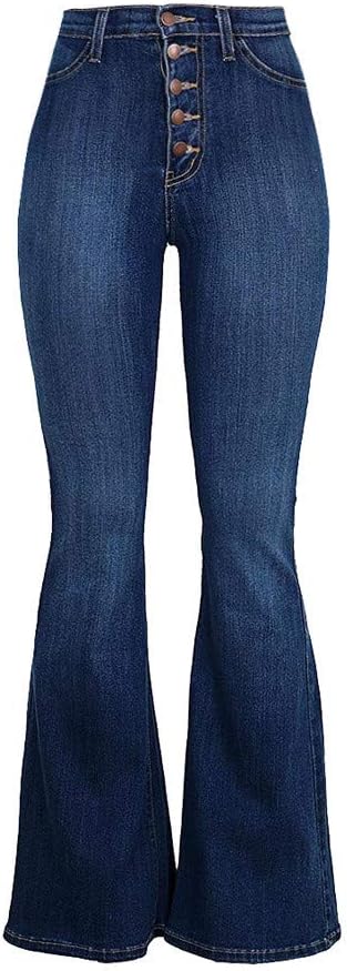 Handyulong Women's Fashion High Rise Jeans Slimming Wide Leg Stretch Denim Flare Bellbottom Jeans Fitted Legging Pants