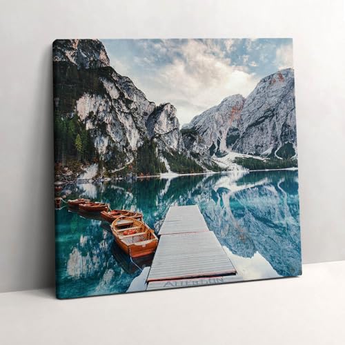 Peinture Murale d'Art Inspirante : Évadez-vous avec le Tableau Bateau sur le Lac