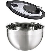 Rosle 15695 Stainless Steel Large Salad Spinner with Glass Lid
