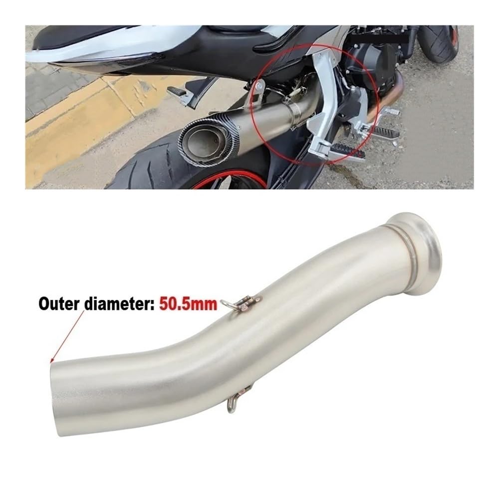 Tuyaux d'échappement Silencieux D'échappement De Moto À Enfiler, Tube Intermédiaire en Acier Inoxydable, Raccord De 51 Mm, pour 800NK 800 NK
