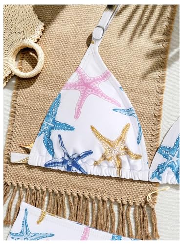 Girl's 2 Piece Graphic Starfish Bathing Suit Halter Triangle Swimsuit Cute Beachwear Bikini Sets3