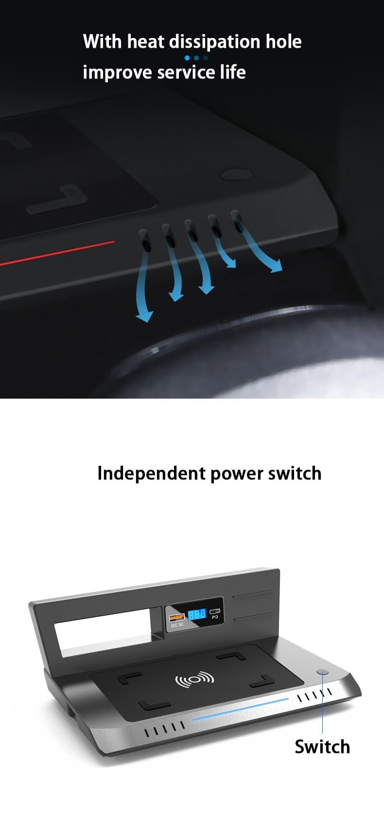 Bezprzewodowa ładowarka do telefonu QI 15 W, szybka, dla Tiguan, 2017 2018 2019 2020 2021, dla MK2 Panel bezprzewodowego ładowania pojazdu